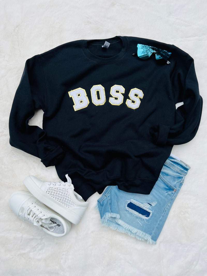 Chenille Patch Sweatshirt - BOSS (white letters)
