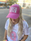 Football Hat - Pink with White Glitter - TOUCHDOWN