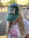 Football Hat - Green with White Glitter - TOUCHDOWN