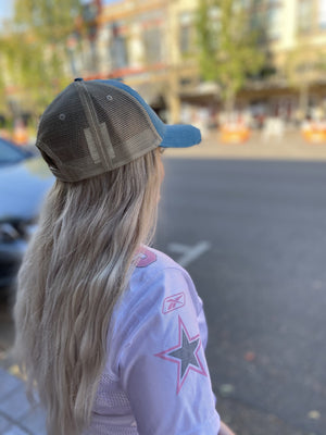 Football Hat - Turquoise with White Glitter - GO TEAM