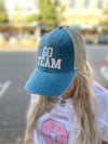 Football Hat - Turquoise with White Glitter - GO TEAM