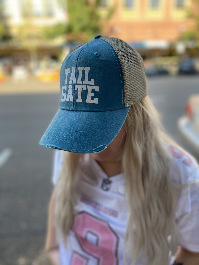 Football Hat - Turquoise with White Glitter - TAILGATE